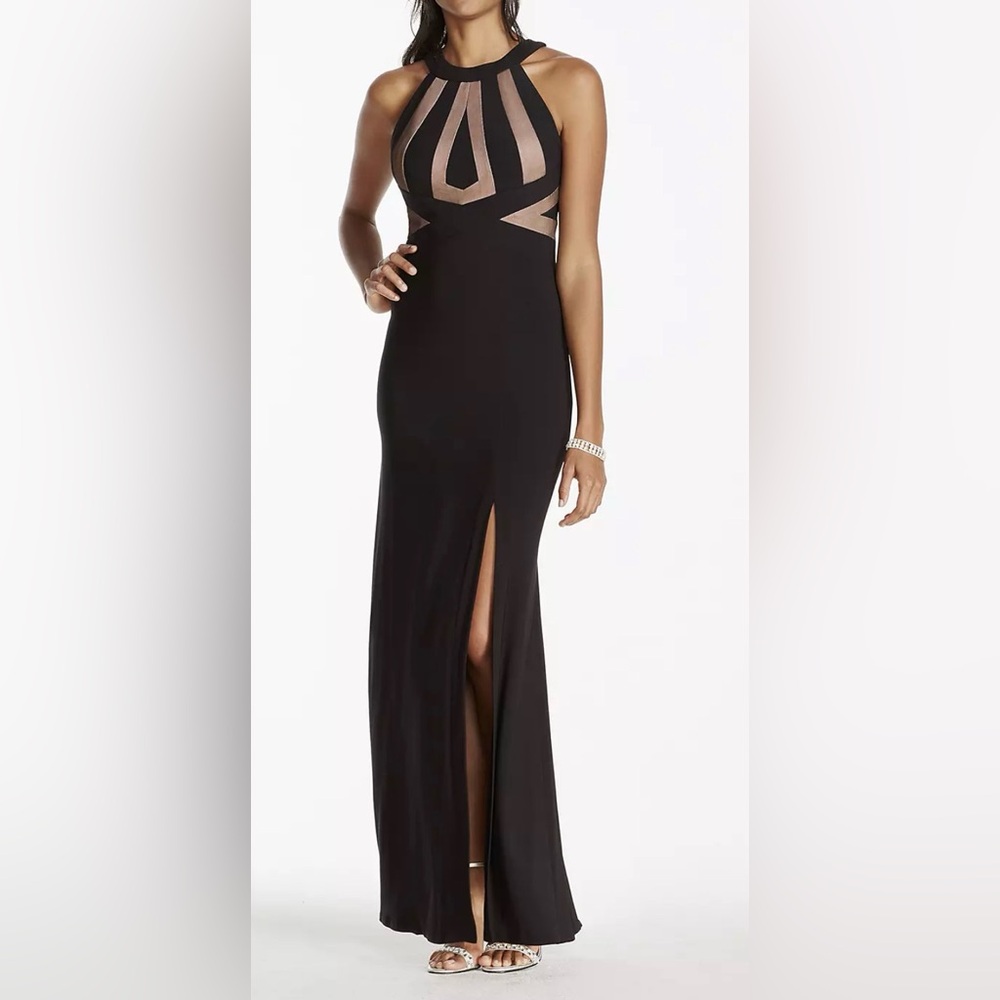 Morgan & Co. Strapless Black and Nude Evening Dress